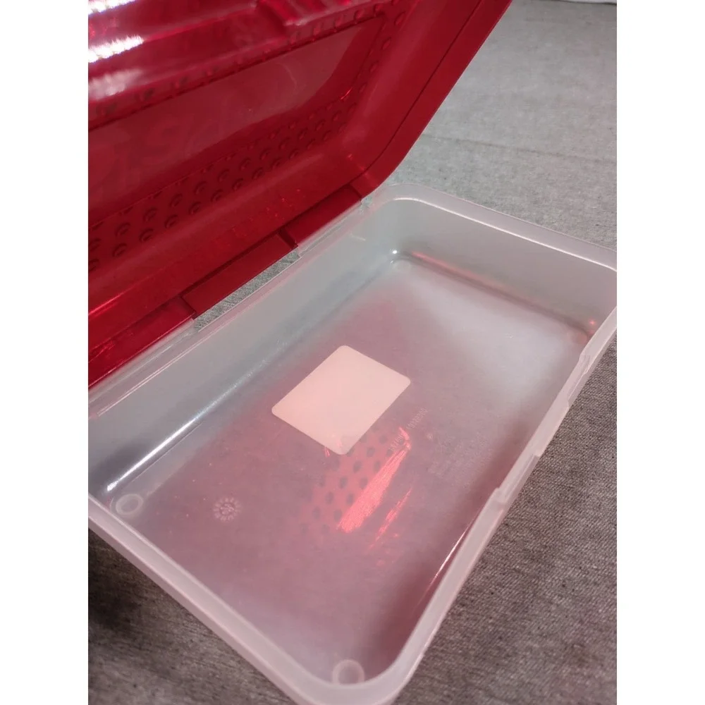 Spacemaker Vintage 1990s Plastic‎ Pencil Case Box Red Top Frosted Bottom